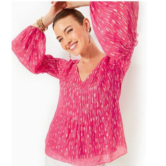Lilly Pulitzer Tops - NWT Lilly Pulitzer Cleme Long Sleeve Top Passion Fruit Pink Size 8